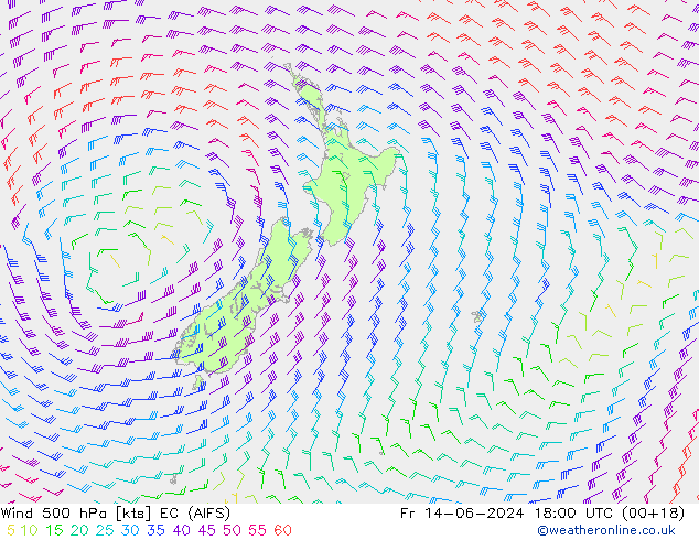 Rüzgar 500 hPa EC (AIFS) Cu 14.06.2024 18 UTC