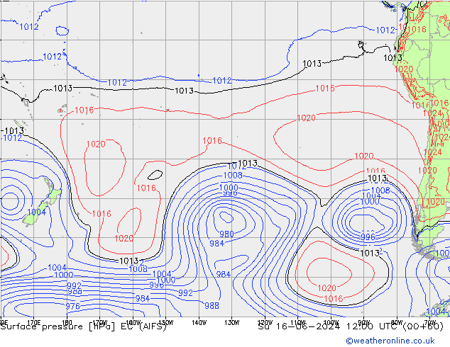Pressione al suolo EC (AIFS) dom 16.06.2024 12 UTC