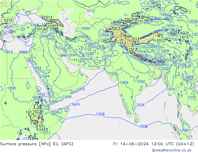 ciśnienie EC (AIFS) pt. 14.06.2024 12 UTC