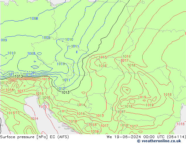 Surface pressure EC (AIFS) We 19.06.2024 00 UTC