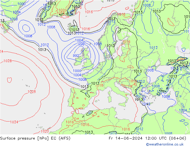 Surface pressure EC (AIFS) Fr 14.06.2024 12 UTC