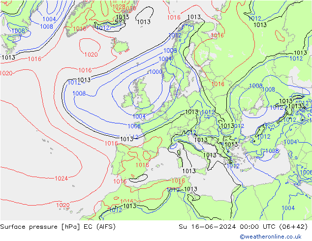 Bodendruck EC (AIFS) So 16.06.2024 00 UTC