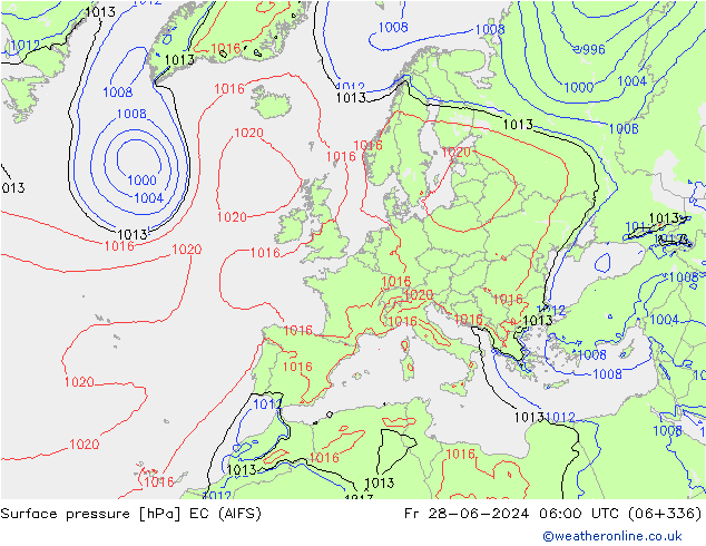Surface pressure EC (AIFS) Fr 28.06.2024 06 UTC