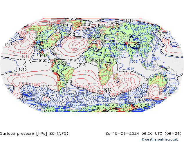 Atmosférický tlak EC (AIFS) So 15.06.2024 06 UTC