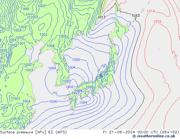 Surface pressure EC (AIFS) Fr 21.06.2024 00 UTC