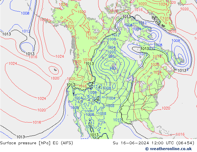 Surface pressure EC (AIFS) Su 16.06.2024 12 UTC
