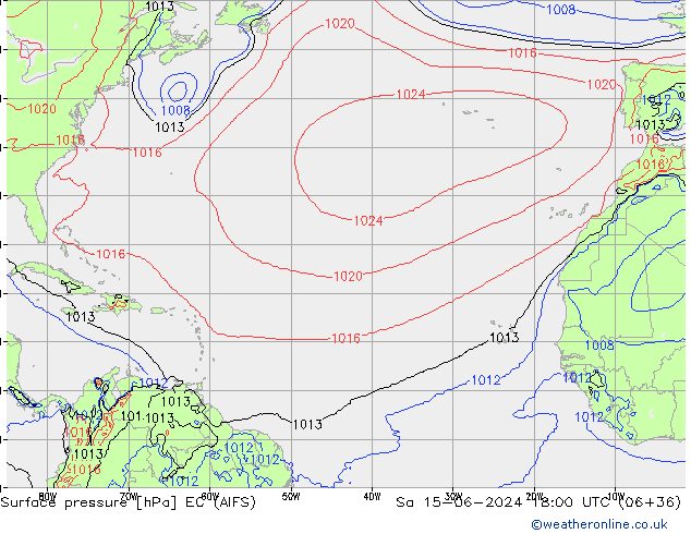 ciśnienie EC (AIFS) so. 15.06.2024 18 UTC