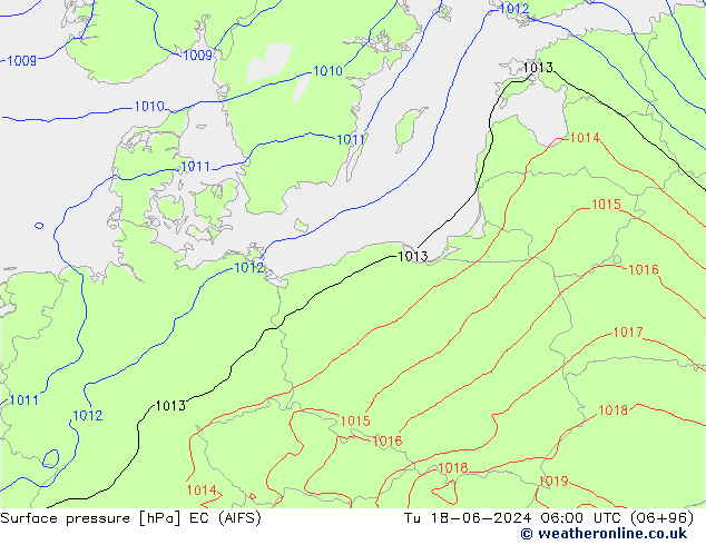 ciśnienie EC (AIFS) wto. 18.06.2024 06 UTC