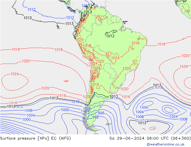 pression de l'air EC (AIFS) sam 29.06.2024 06 UTC