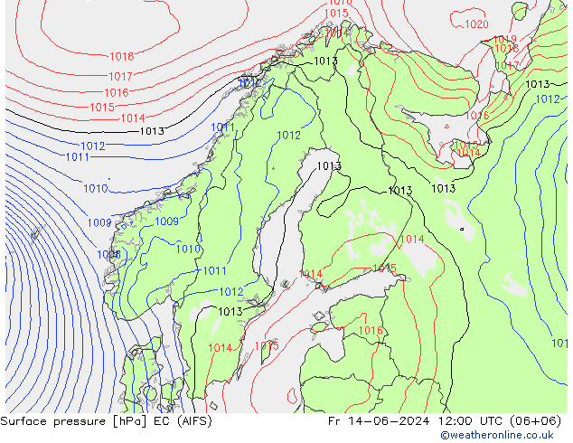 地面气压 EC (AIFS) 星期五 14.06.2024 12 UTC