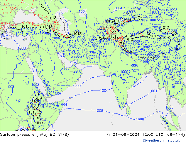 приземное давление EC (AIFS) пт 21.06.2024 12 UTC