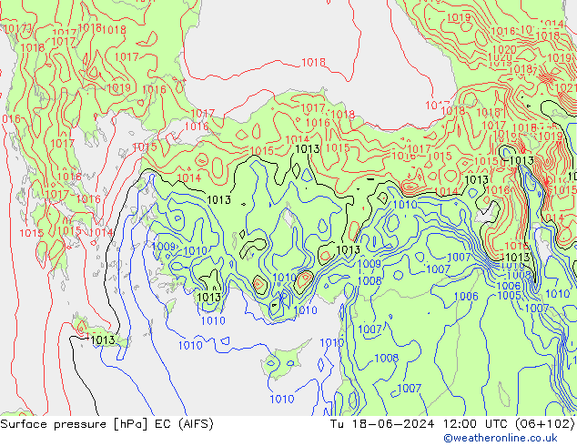 ciśnienie EC (AIFS) wto. 18.06.2024 12 UTC