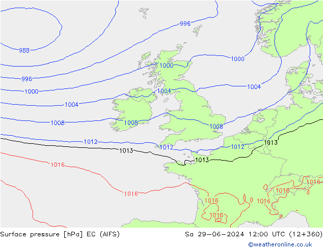 Pressione al suolo EC (AIFS) sab 29.06.2024 12 UTC