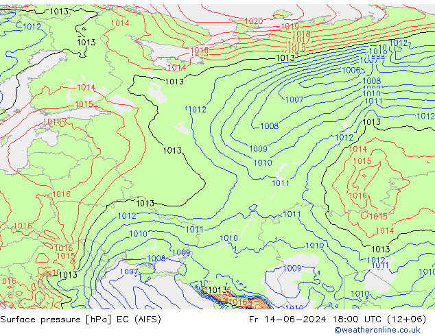 приземное давление EC (AIFS) пт 14.06.2024 18 UTC