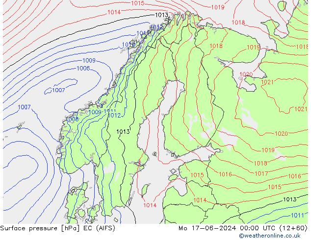 приземное давление EC (AIFS) пн 17.06.2024 00 UTC