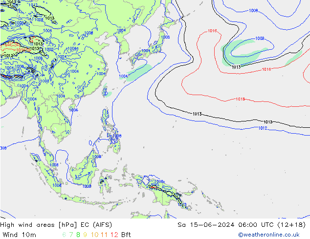 High wind areas EC (AIFS) So 15.06.2024 06 UTC