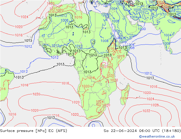 приземное давление EC (AIFS) сб 22.06.2024 06 UTC