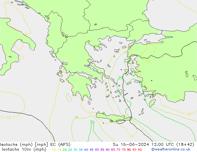 Isotachs (mph) EC (AIFS) Вс 16.06.2024 12 UTC