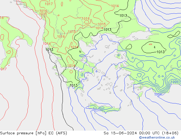 Pressione al suolo EC (AIFS) sab 15.06.2024 00 UTC