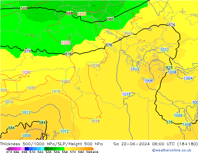 Thck 500-1000hPa EC (AIFS) sab 22.06.2024 06 UTC