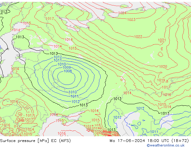 Surface pressure EC (AIFS) Mo 17.06.2024 18 UTC