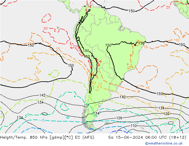 Height/Temp. 850 hPa EC (AIFS) Sa 15.06.2024 06 UTC