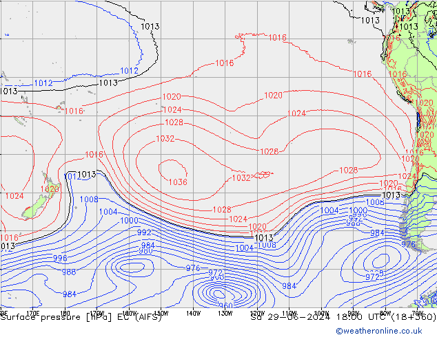 Atmosférický tlak EC (AIFS) So 29.06.2024 18 UTC