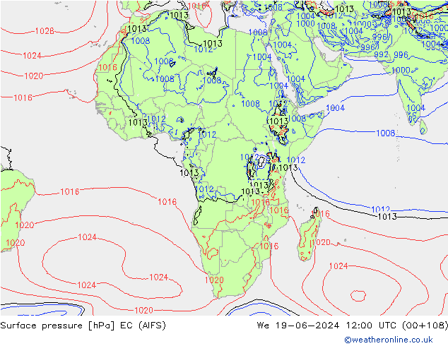 Luchtdruk (Grond) EC (AIFS) wo 19.06.2024 12 UTC