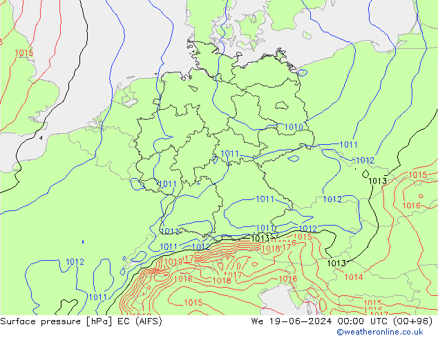 pression de l'air EC (AIFS) mer 19.06.2024 00 UTC