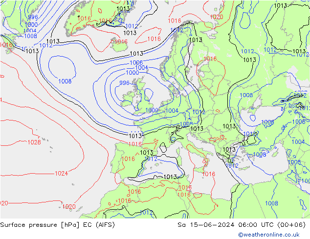 Bodendruck EC (AIFS) Sa 15.06.2024 06 UTC