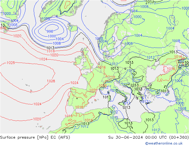 приземное давление EC (AIFS) Вс 30.06.2024 00 UTC