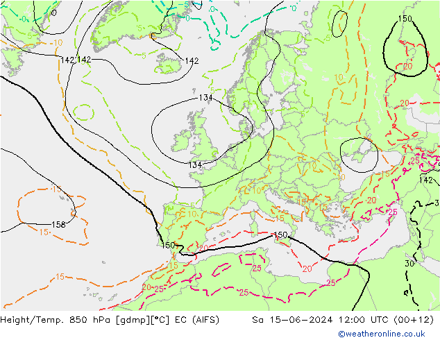 Height/Temp. 850 hPa EC (AIFS) Sa 15.06.2024 12 UTC