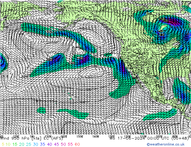 Wind 950 hPa EC (AIFS) Po 17.06.2024 00 UTC