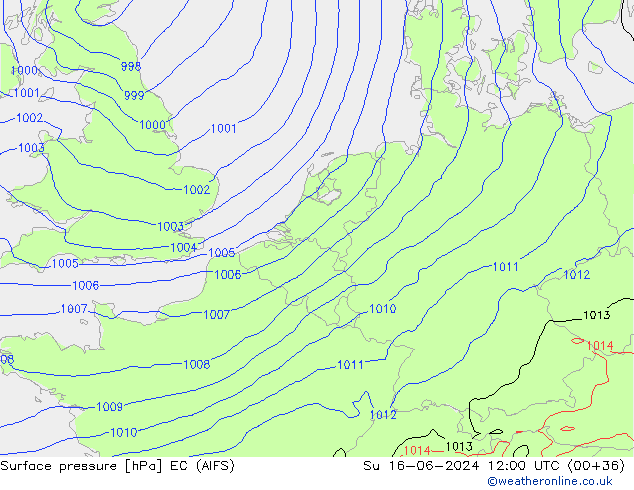 Surface pressure EC (AIFS) Su 16.06.2024 12 UTC