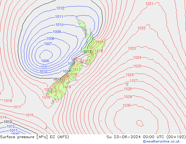 pression de l'air EC (AIFS) dim 23.06.2024 00 UTC