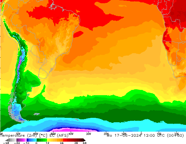 Temperatura (2m) EC (AIFS) lun 17.06.2024 12 UTC