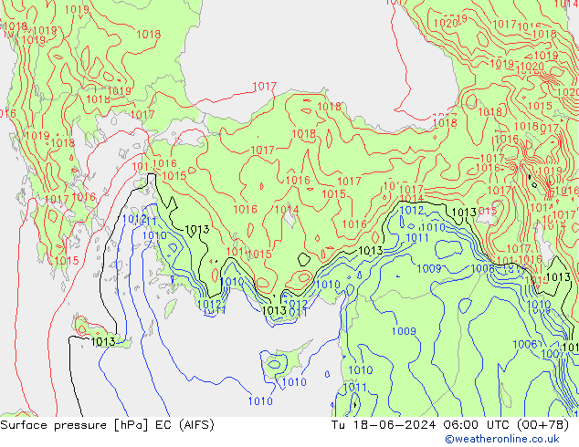 Surface pressure EC (AIFS) Tu 18.06.2024 06 UTC