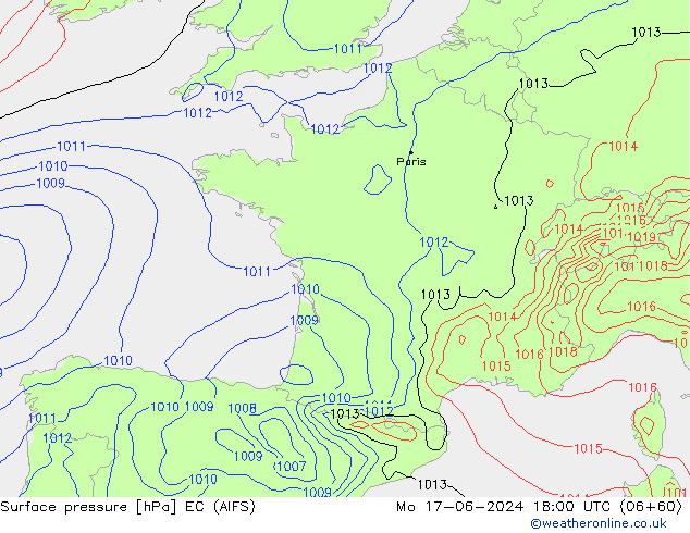 pressão do solo EC (AIFS) Seg 17.06.2024 18 UTC