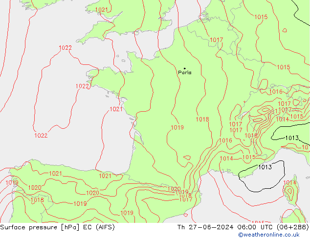 Surface pressure EC (AIFS) Th 27.06.2024 06 UTC