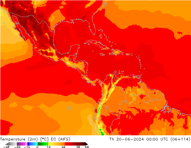 Temperature (2m) EC (AIFS) Th 20.06.2024 00 UTC