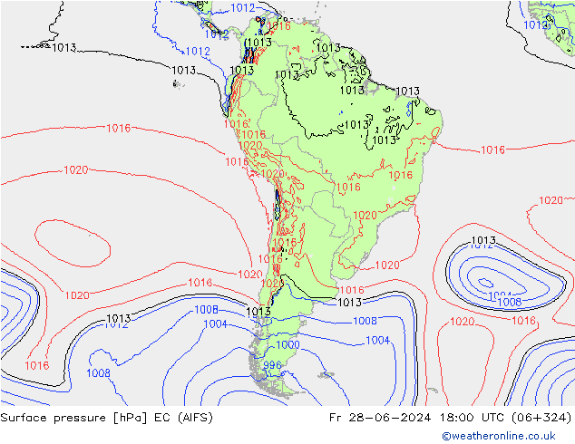 Surface pressure EC (AIFS) Fr 28.06.2024 18 UTC