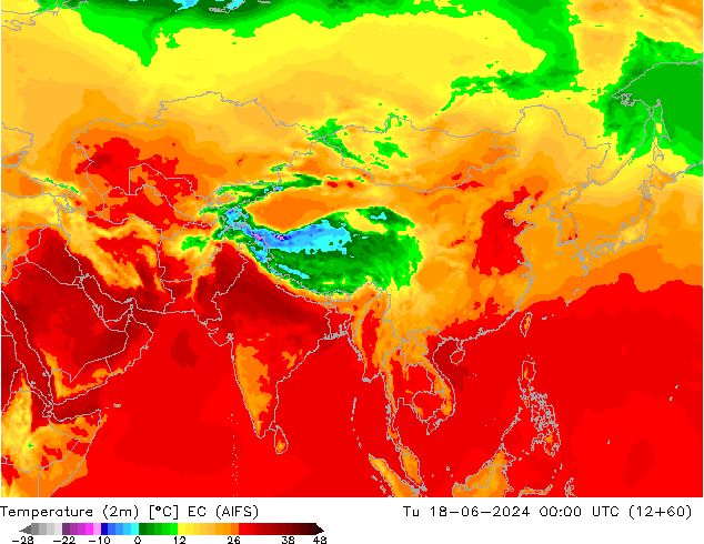 карта температуры EC (AIFS) вт 18.06.2024 00 UTC