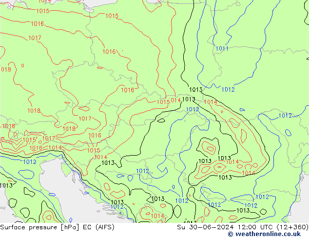 Pressione al suolo EC (AIFS) dom 30.06.2024 12 UTC