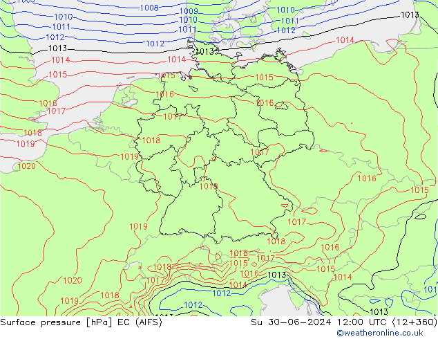 Surface pressure EC (AIFS) Su 30.06.2024 12 UTC