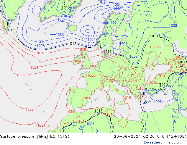 Surface pressure EC (AIFS) Th 20.06.2024 00 UTC