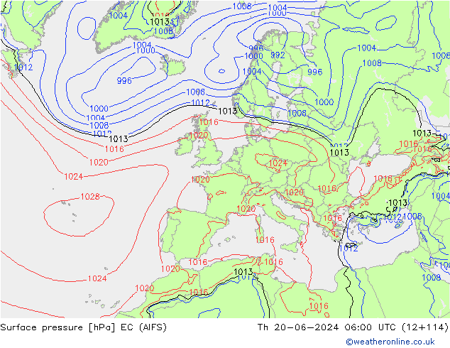 Luchtdruk (Grond) EC (AIFS) do 20.06.2024 06 UTC