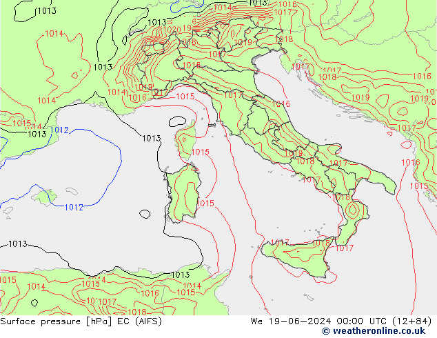 Surface pressure EC (AIFS) We 19.06.2024 00 UTC