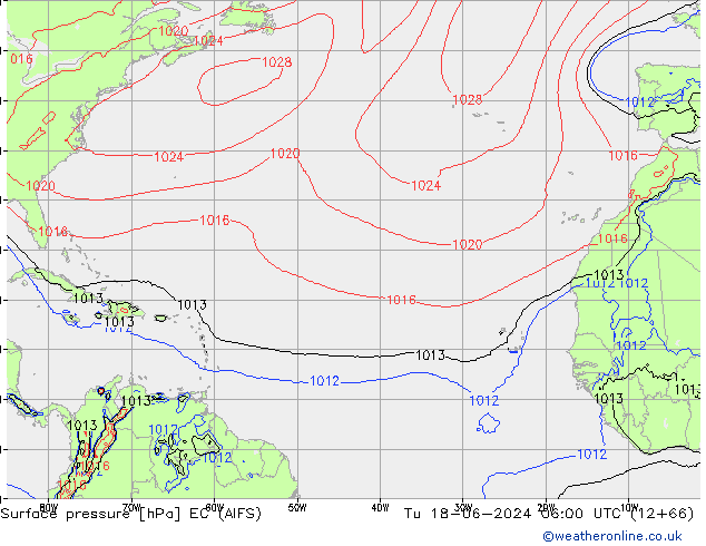 Surface pressure EC (AIFS) Tu 18.06.2024 06 UTC
