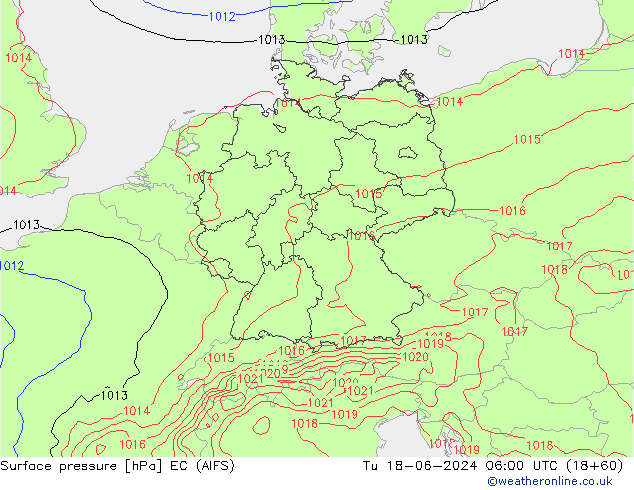 приземное давление EC (AIFS) вт 18.06.2024 06 UTC