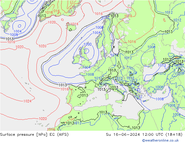 приземное давление EC (AIFS) Вс 16.06.2024 12 UTC